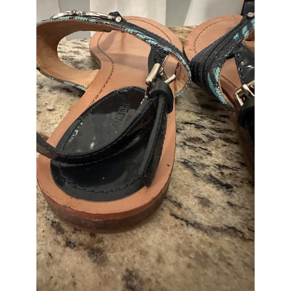 Coach Sammy Thong/flip Flop Sandals 8.5 Blue Pattern Summer Chic - Picture 7 of 13